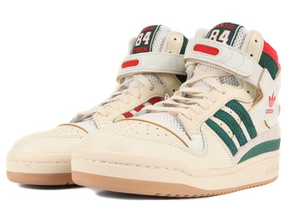 Adidas Forum 84 High бежевые с зеленым и красным кожа-нубук мужские (40-44)